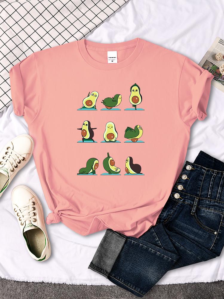 Woman T-Shirt Avocado Teaches You To Practice Yoga Printing Blouses Womensfashion Oversize Blouses Funny Fruit Ladies Tshirts