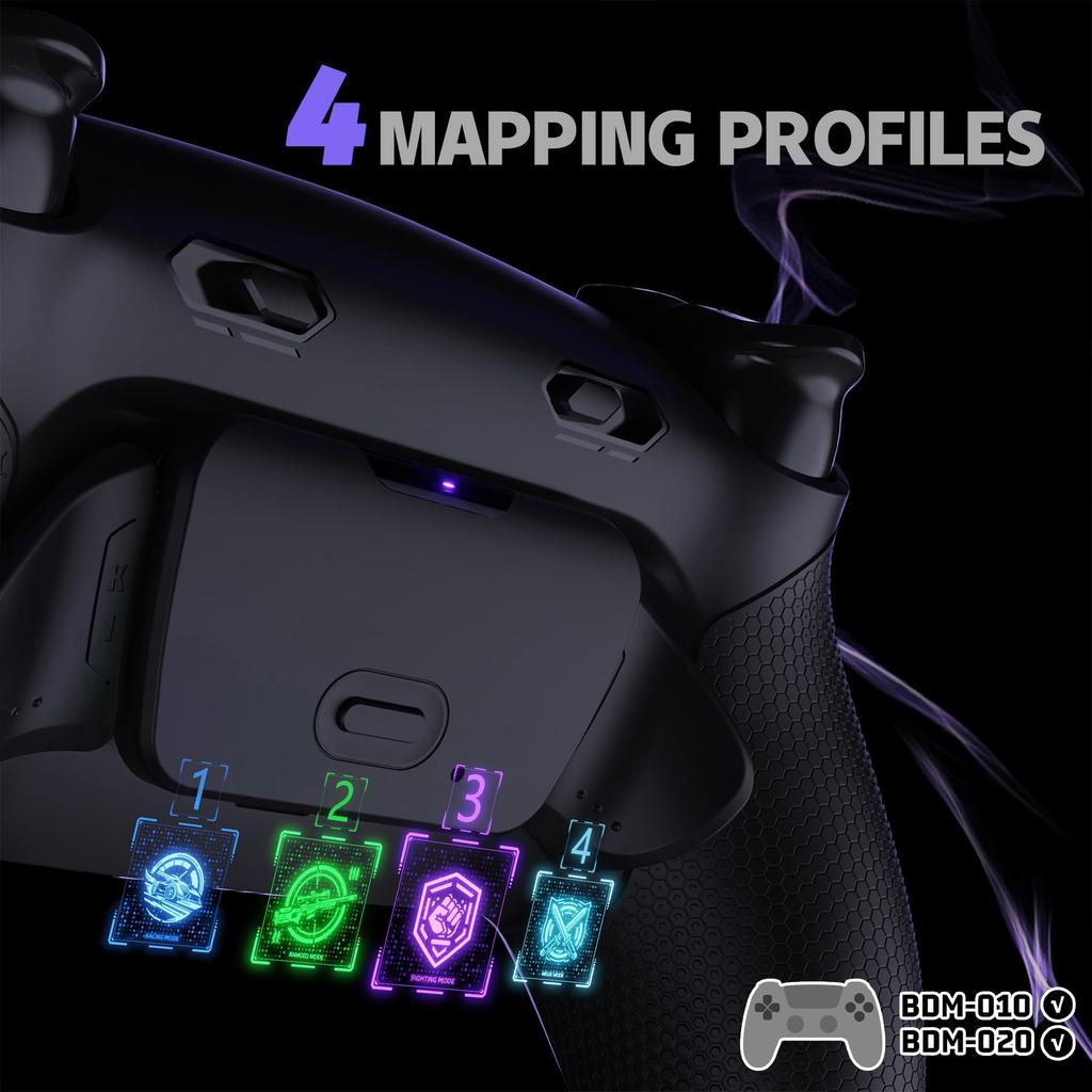 eXtremeRate RISE Plus MAX Back Paddle Kit for PS5 Controller with Clicky Trigger Stops Rubber Remappable Back Button Kit for PS5 Controllers
