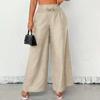 Fashion Retro High Waist Elastic Loose Wide Leg Pants Women Elegant Solid Street Casual Long Trousers Women Spring and Autumn Ladies Baggy Pants 25792