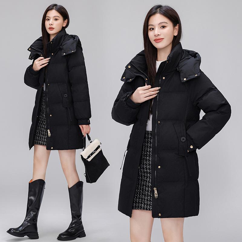 Down jacket women's medium and long winter hooded fashion high-end fashion versatile thickened warm jacket