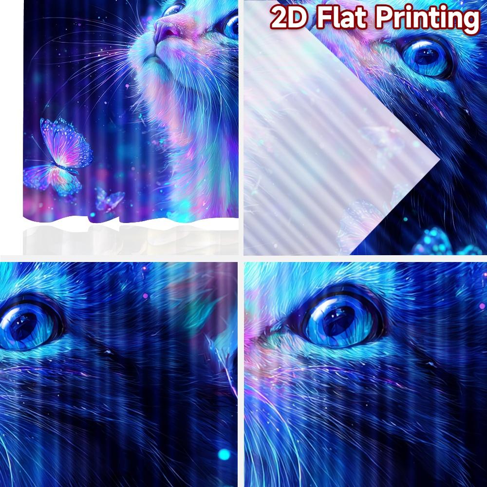 2D Flat Printing 2pcs Party Curtain Cosmic Cat Butterflies Stars Digital Printed Polyester Drapes All Season Party & Holiday