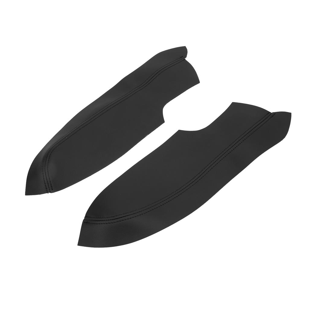 2Pcs Set Microfiber Leather Front Door Panel Armrest Cover Protector Antiscratch Replacement for Civic 2005‑2011Black