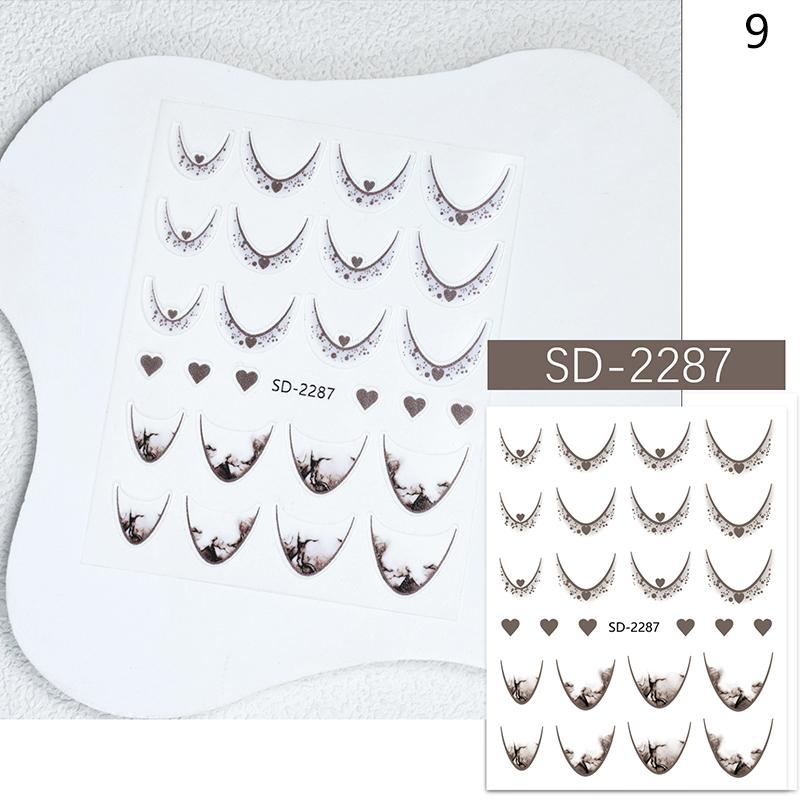 French 3D Simplified Line Nail Art Stickers Irregular Line Press On Nails Decals Manicure Decorations Diy