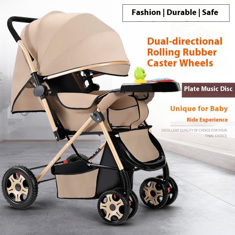 Two-way Stroller Can Sit and Lie Down, Folding Light Stroller, High Landscape 0-3 Years Old Stroller