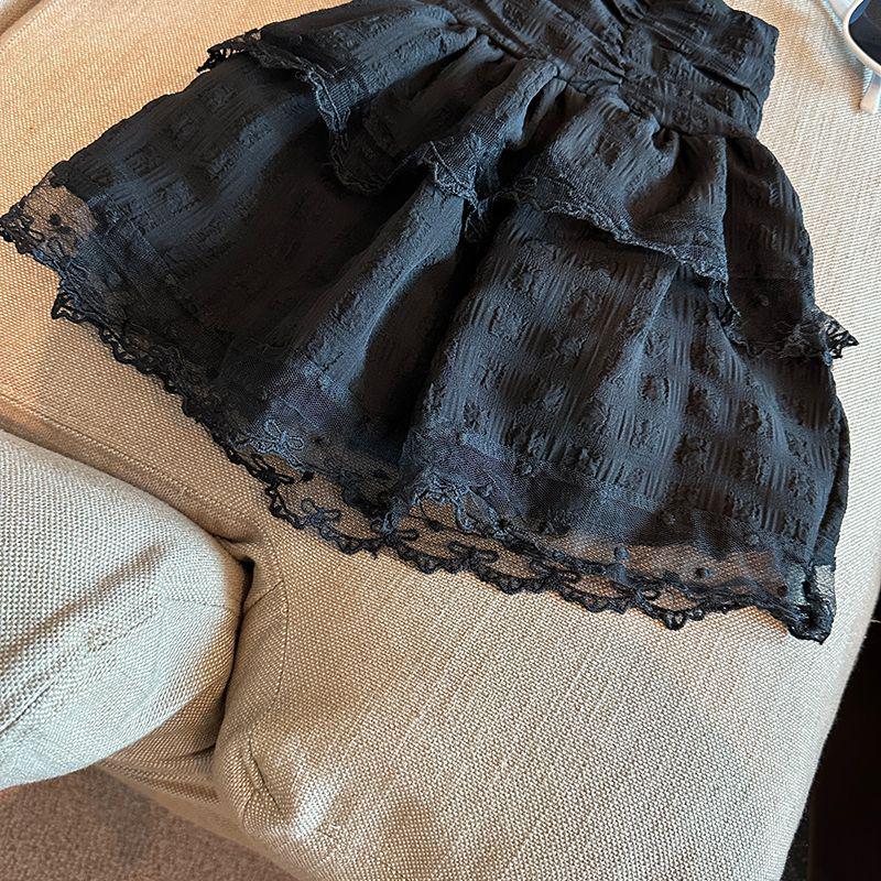 Ballet-Inspired High Waist A-Line Lace Chiffon Skirt for Women
