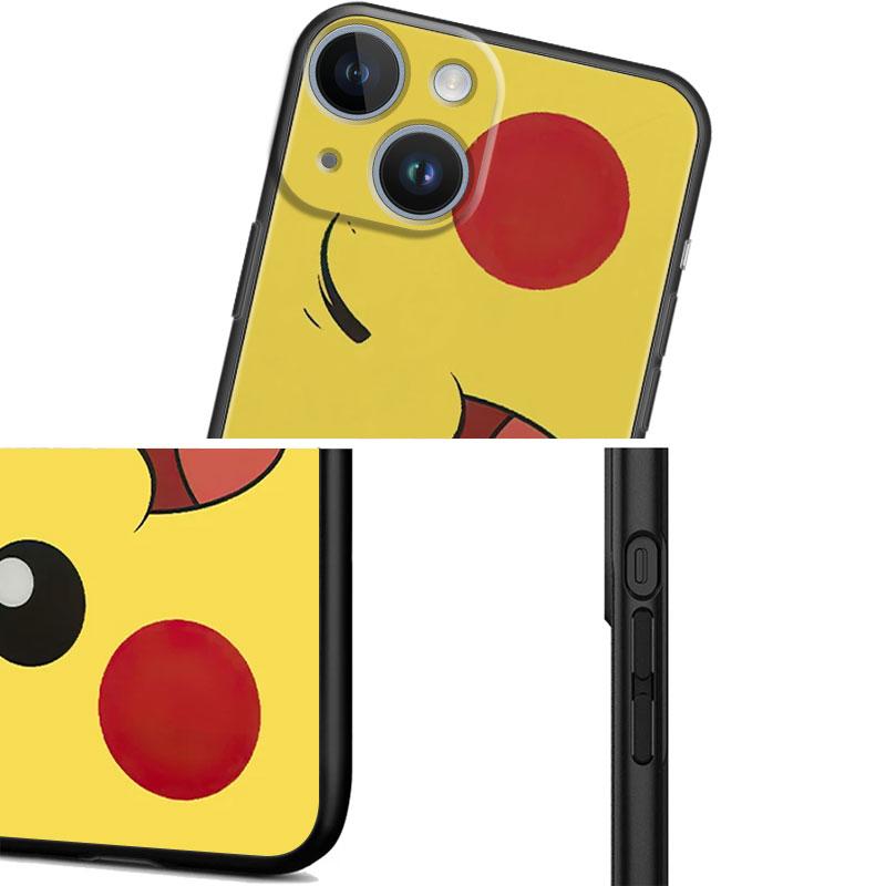Pouzdro s obličejem Pokémona Pikachu pro iPhone 14 Plus 7 8 6S 11 12 Mini SE 13 Pro Max XR XS X 14Pro 13Mini 14 Luxusní černé pouzdro na telefon