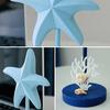 Nautical Themed Starfish Table Decor Coastal Beach Wooden Starfish Figurine Vintage Ocean Block Sign with Wood Base for Living Room Bedroom