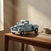 Pickup Truck Ornament Distressed Finish Metal Vehicle Model Handcrafted Yellow