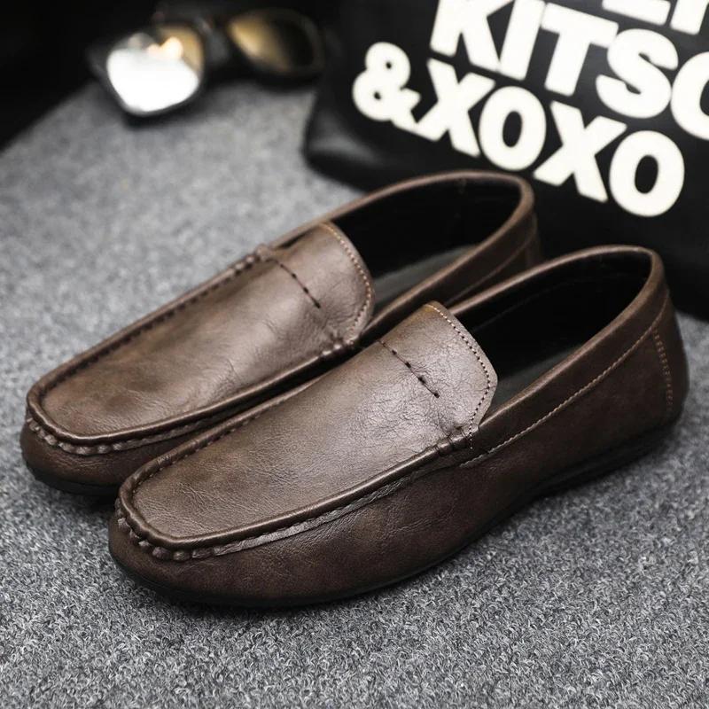 Fashion Genuine Leather Luxury Brand Men Loafers Men Casual Shoes Italian Moccasins Breathable Slip On Men Driving Shoes Chaussure Homme