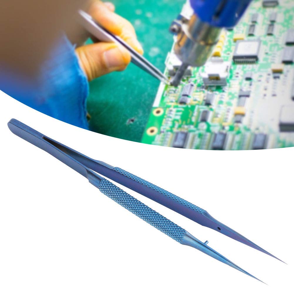 Titanium Precision 14cm Total Tip Straight Tapered Tip Suitable for Microscopic for Mobile Phone Tweezers, Length, 0.15mm Width, Design, Work, Repair.