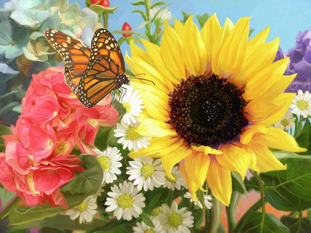 5D DIY Diamond Painting Sunflower Full Drill Round Needlework Art Diamond Embroidery Cross Stitch Kit Home Decoration