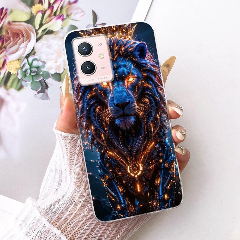 For Vivo Y33s Y55s Y55 Y75 Y21 Y21s Y21G Y21E Y21A Phone Case Floral Butterfly Bow Cat Dragon Bumper Soft Clear Silicone Cover