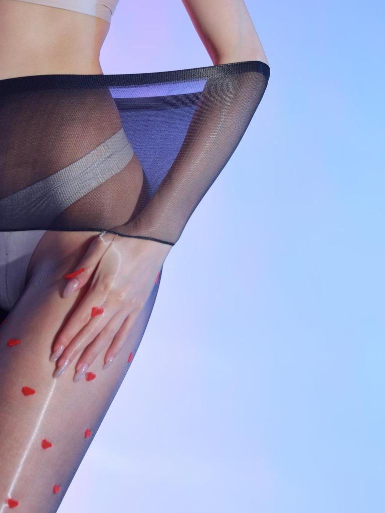 Calze Seducenti a Pois con Laccetti - Lingerie Nera Lucida Setosa Ultra-Sottile per Donna