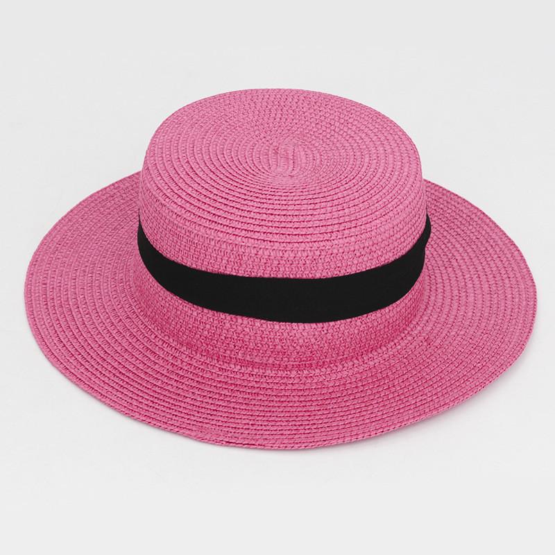 Color Square 20 Buckle Round Straw Hat Summer Travel Sunshade Cap Breathable