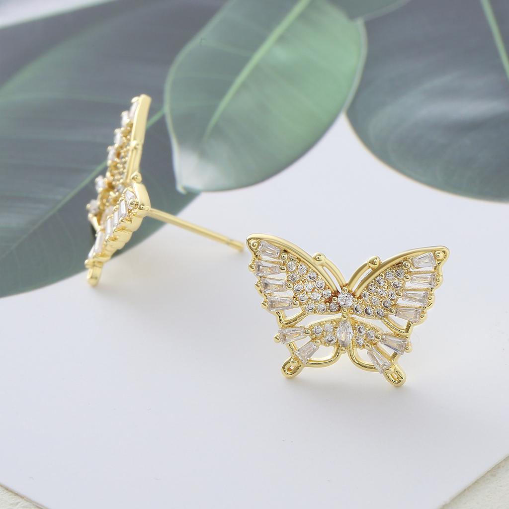Hollowed-out Bow-shaped Stud Earrings - Butterfly-shaped Earrings for Women, High-end and Luxurious Zirconia Earrings