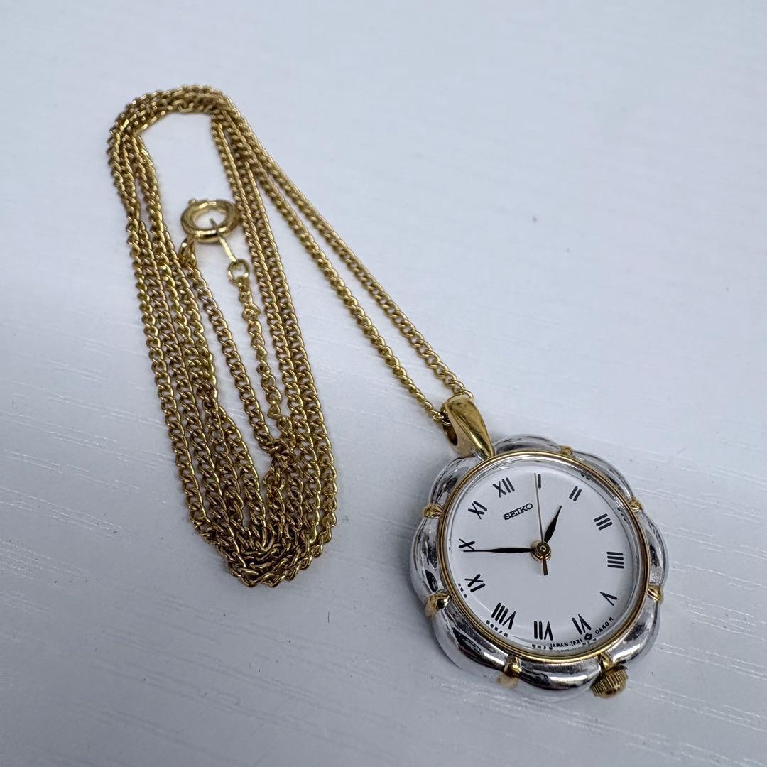 Used [Battery replaced] SEIKO Necklace Watch Pocket Watch 61cm