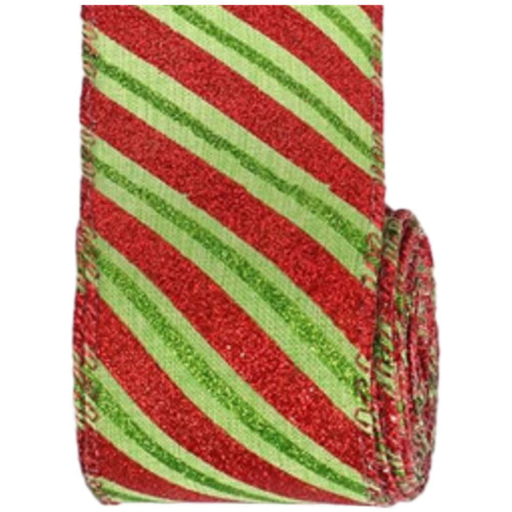 Christmas Wired Ribbon Featuring Glitter and Sequins for Use In For Present Wrapping Tree Decorations and Craft Projects