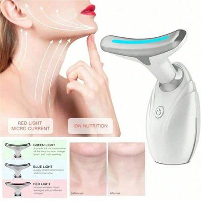 Dispositivo Massaggiante a 3 Colori per Collo e Viso, Strumento di Bellezza Multifunzione, Regalo per Donne e Festa della Mamma