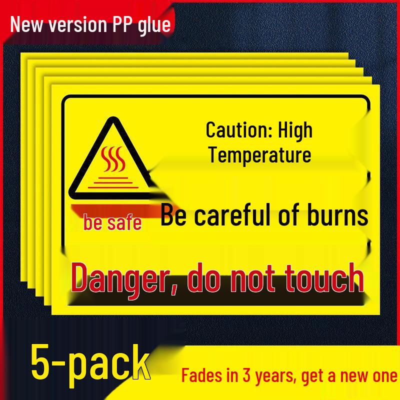 High Temperature Warning Sign: Caution - Hot Surface, Do Not Touch, Avoid Burns.