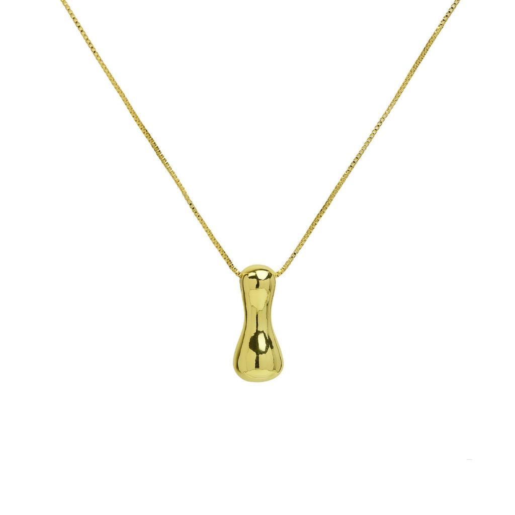 18K Gold Plated Copper Balloon Bubble Chubby Alphabet Pendant Necklace