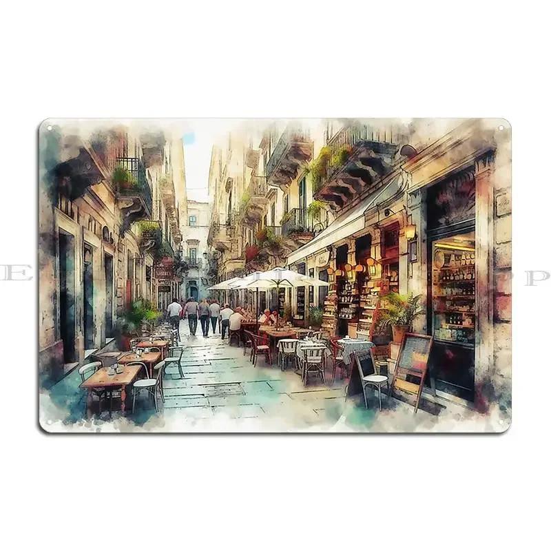 Old World Charm In A Modern Urban Alley Metal Sign Party Home Wall Mural Design Cinema Tin Sign Poster