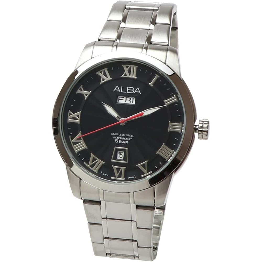 SEIKO Seiko ALBA Alba Black Sunbeam AV3273X1 Quartz Mens Stainless Steel Business Analog Day Date...