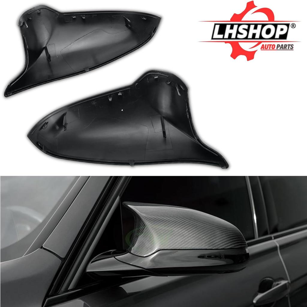 M Sport Side Carbon Fiber Mirror Cover Caps Replacement for 2014-2019 BMW M4/F82 F83 M3/F80 M2/F87 Accessories Exterior Trim Body Parts Tuning, 1Pair