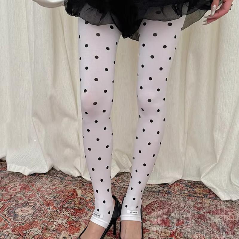 Vintage Dot Velvet Tights Women Basic Fashion Nylon Footless Pantyhose 2026 Spring Streetwear Stocking For Y2K Style