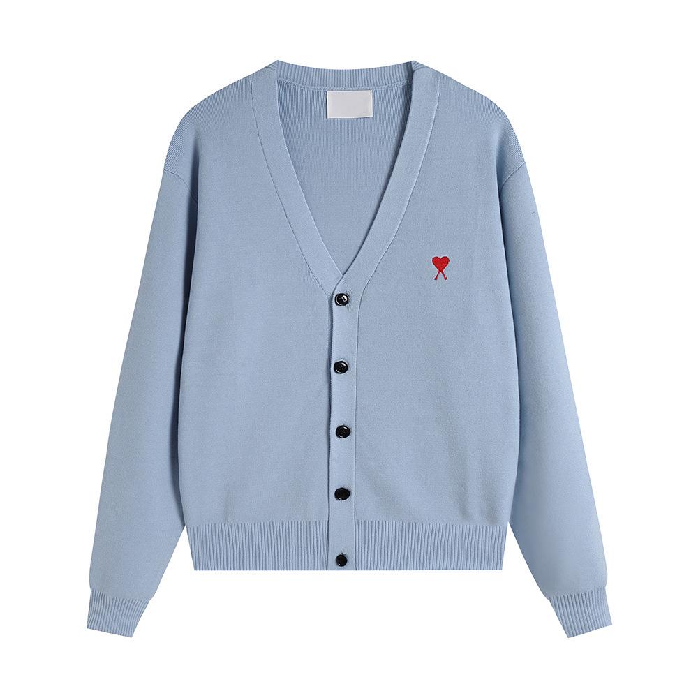 Klassischer Strick-Cardigan mit Herz-Stickerei - Unisex Lockerer Pullover