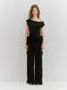 MEENDERI Ruffle Shirring Wide Pants - Black
