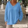 JPNTKY Women's Fashion Casual Solid Color Print Long Sleeve V Neck Blouses & Shirts