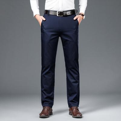 Frühlings- und Sommer-Dünne Herren-Mid-Waist-Business-Casual-Hose Hose Trendy Locker Gerade Mittelalte Hose