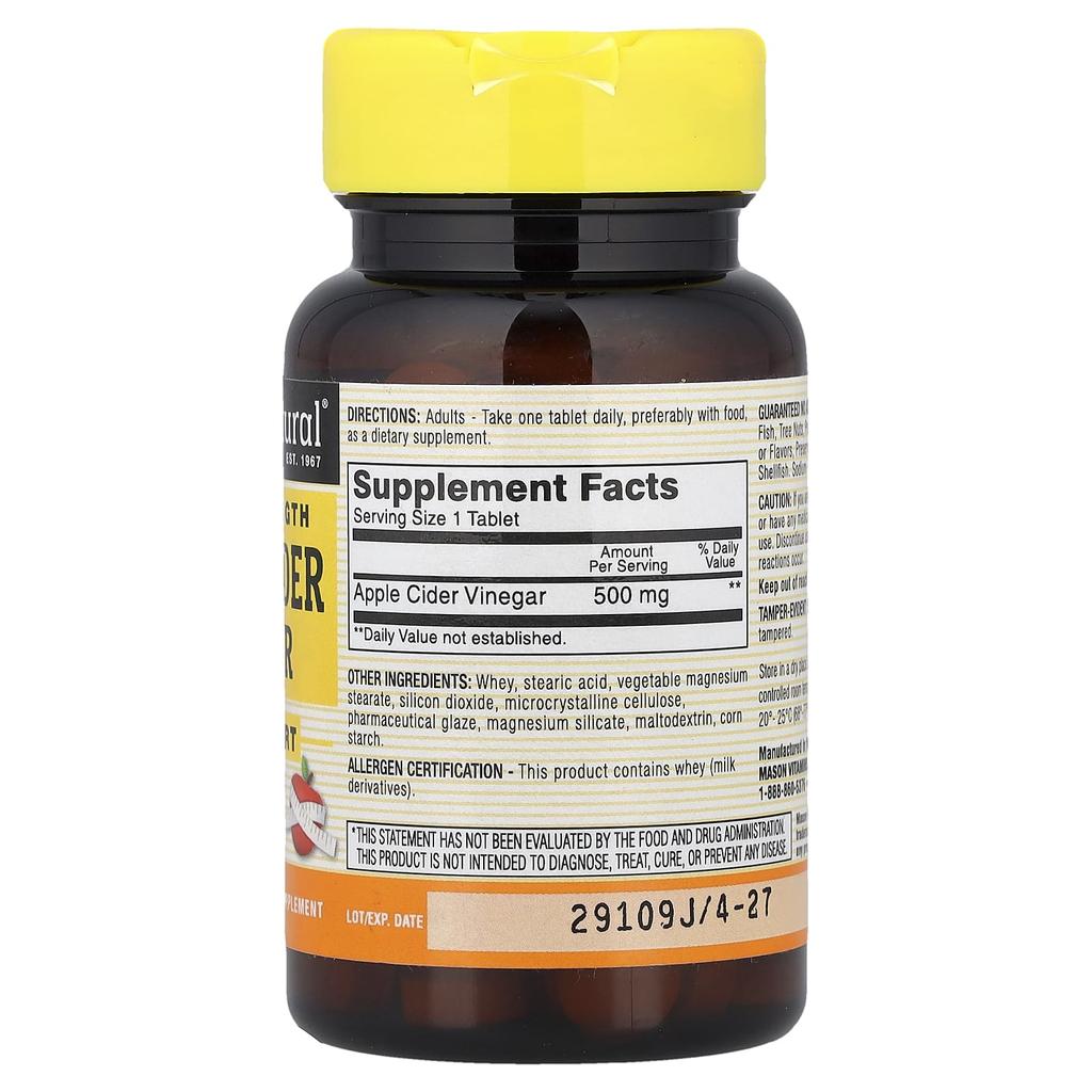 Apple Cider Vinegar, Extra Strength, 100 Tablets (500Mg Each)