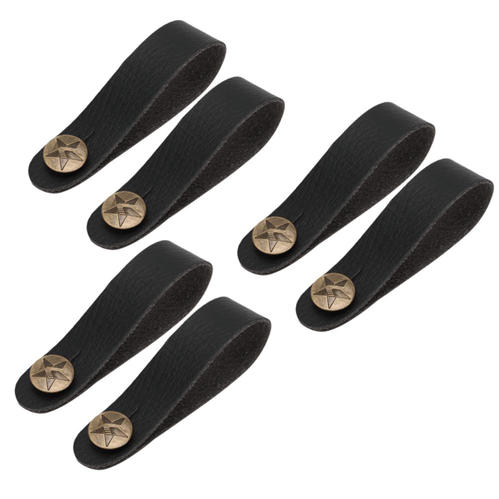 6PCS Leather Material Guitar Neck Strap Tie Black Guitar Strap Lock Headstock Strap Tie For Guitars