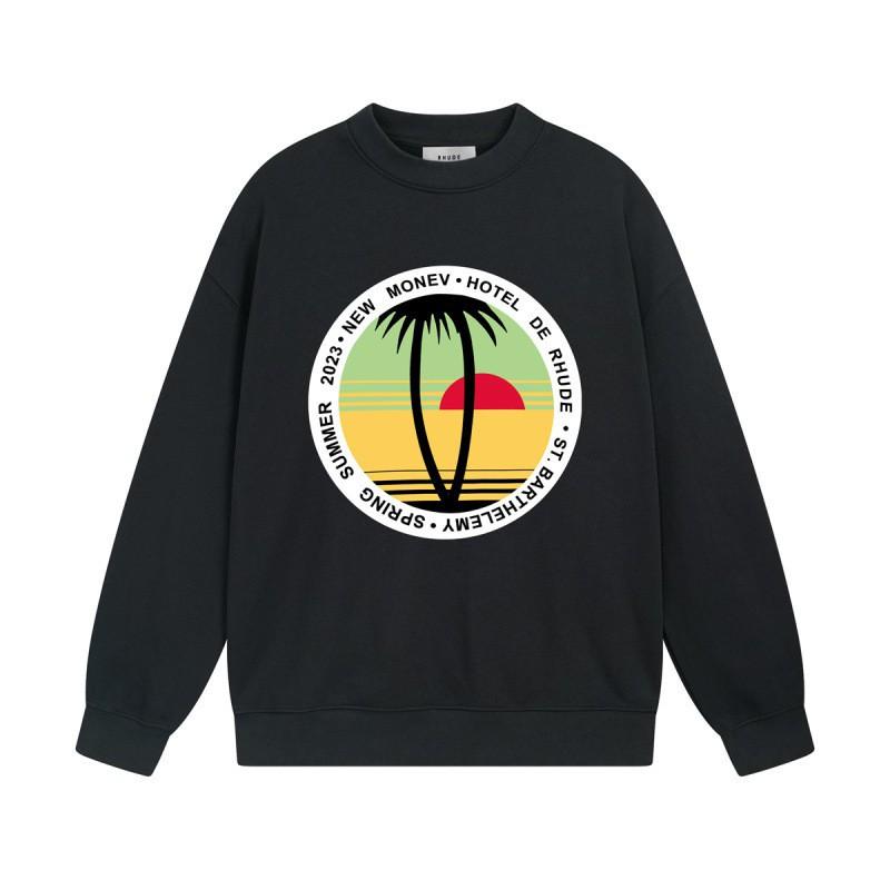 Rhude Vintage Letter Print Oversized Hoodie Men Women Casual Streetwear Sweatshirt