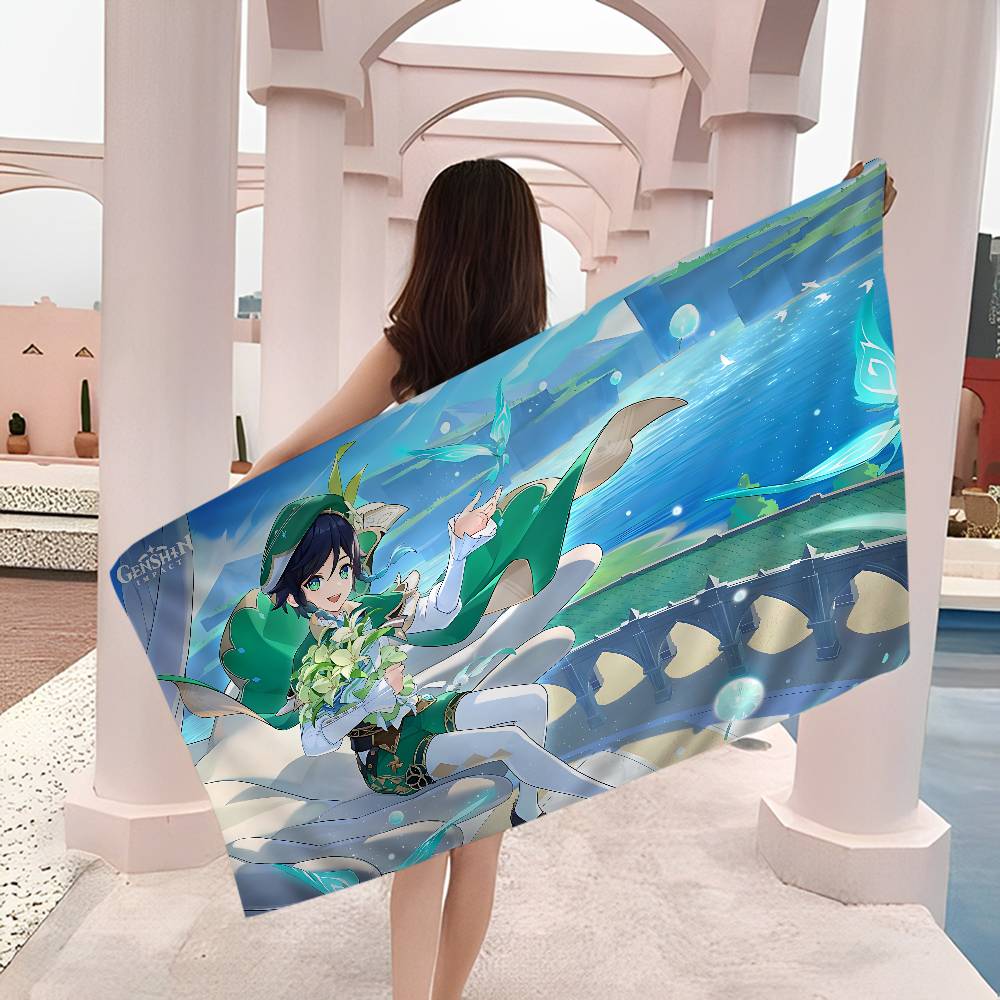 Genshin Impact Game Microfiber Printed Beach Towel Mountain Climbing Yoga Beach Swimming Running Absorbent Soft Towel