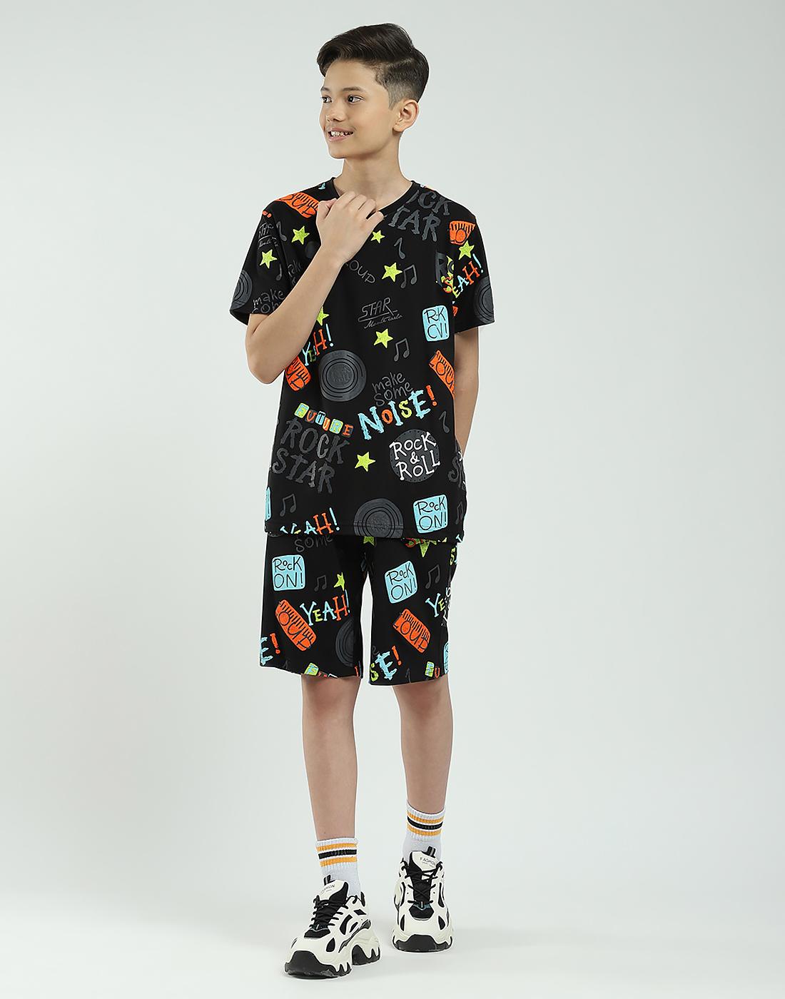 

Monte Carlo Boys Regular Fit Printed Half Sleeve Bermuda Set 11-12 Years чёрный