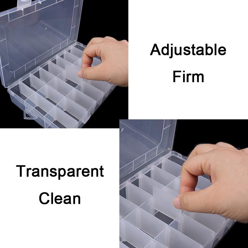 2 Set [Transparent Storage Box] A durable transparent plastic storage box with 10/15 compartments—enlarged and thickened