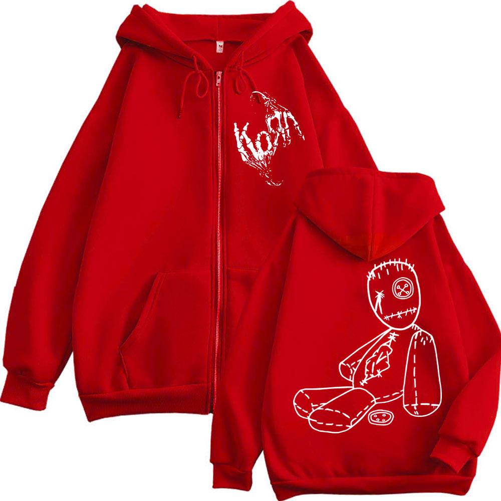 Begränsad Korn Rockband Merch Huvtröjor med dragkedja Musikalbum Tryck Zip-up Träningsjackor Herr Dam Högkvalitativ Mode Pullovers