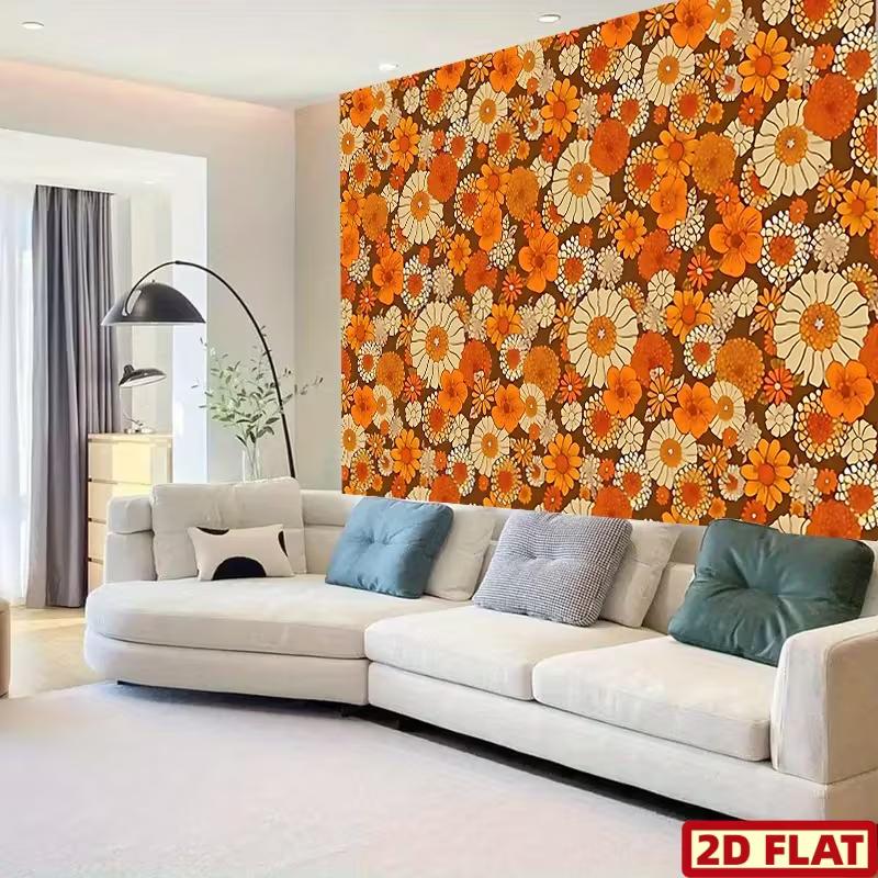 2D Boho Vintage Blumen-Wandteppich für ästhetischen Raumhintergrund & Party