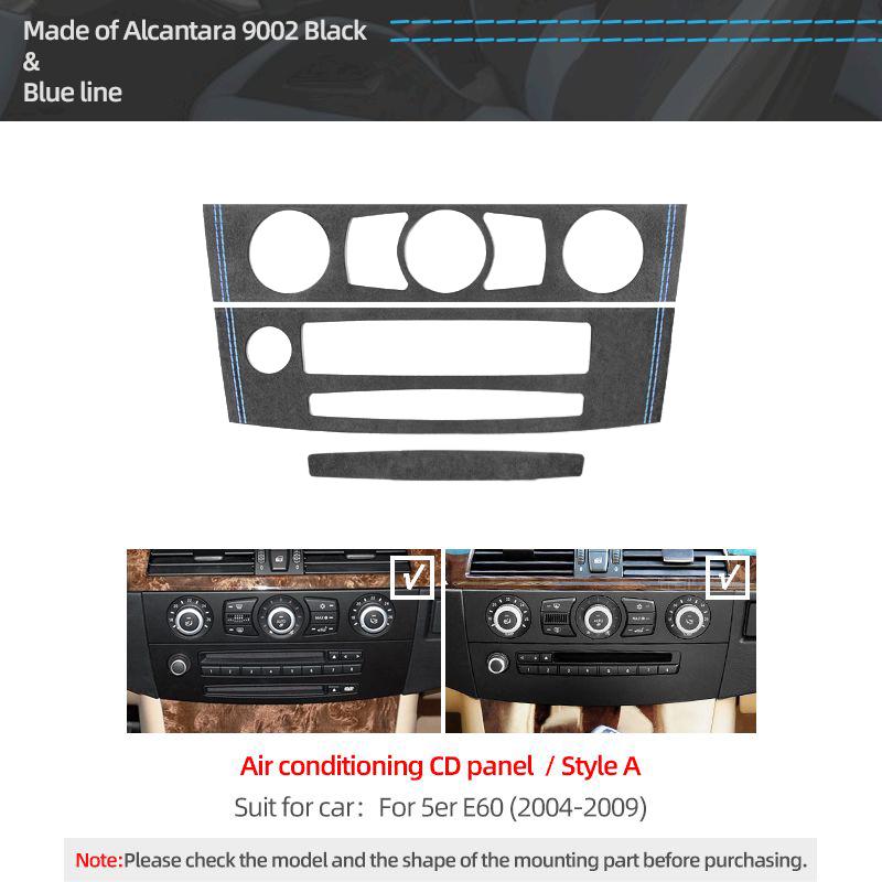 QTPC8 For BMW E60 Series 5 Made of Alcantara Car Interior Center Console CD Panel Trim Frame Performance Stickers Tuning Accessorie