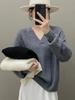 2025 Women's Autumn/Winter V-Neck Cashmere Sweater - Solid Color, Casual Loose Knit Top, Versatile Base Layer or Outerwear