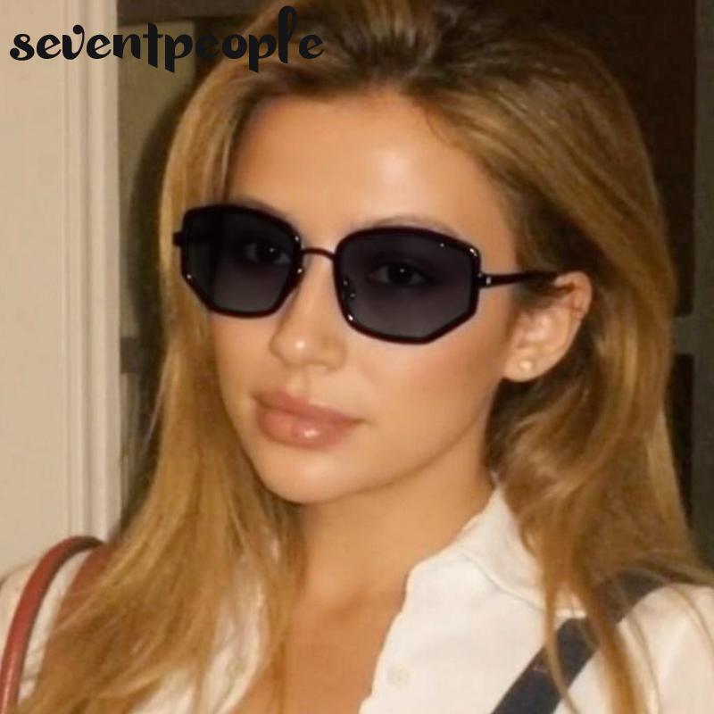 Classic Polygon Sunglasses Women  Luxury Brand Trendy Metal Small Frame Sun Glasses Vintage Driving Shades For Ladies UV400
