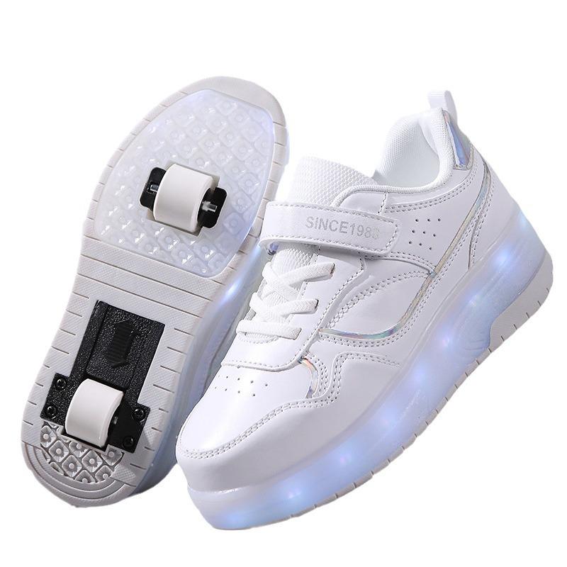 Rechargeable Flashing Double-Wheeled Roller Skates for Kids: Cross-Border High-Value Running Shoes with Switch