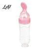 Ergonomic Baby Feeding Tool Silicone Squeeze Spoon Single-handed Rice Cereal Bottle with Soft Tip Spoon for Flow Control Easy Clean Dispensing