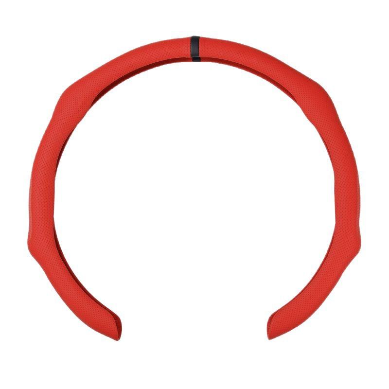 Universal Nappa Leather Steering Wheel Cover Thin Lightweight Anti-Slip Sweat Absorbent Sport Style 38cm Diameter