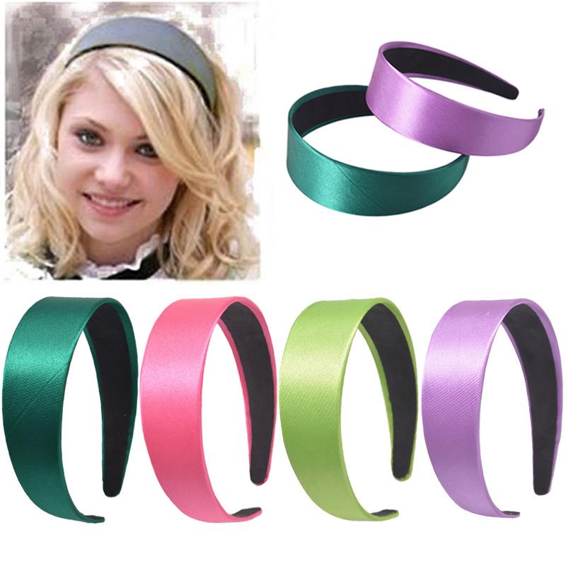 Wide edge satin headband plastic candy colored fashionable women's face wash headband hair accessory
