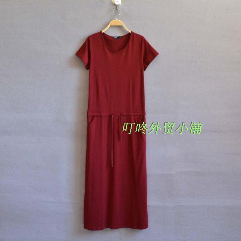 

Foreign Trade Original Order Casual Cotton Dress Ankle Travel Burgundy L