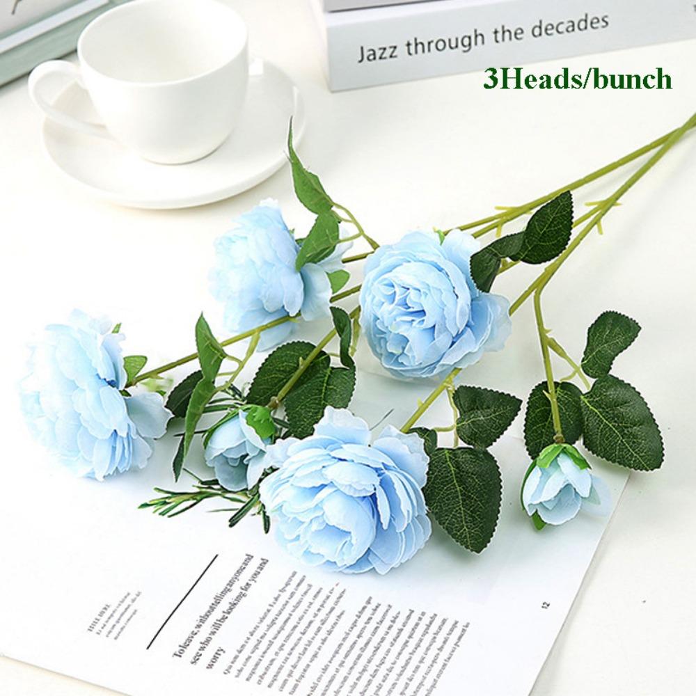 European 3heads Peony Multicolors 48*8cm/65cm Bridal Bouquet Flowers PINK Fake Peony Flower Wedding Table Decoration