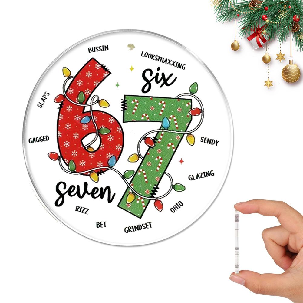 Vánoce 67 Akrylové přívěsky Dekorace Šest Sedm Vtipná Vánoční Ozdoba Vtipná 67 Ozdoba Dárek Na Vánoční Stromeček